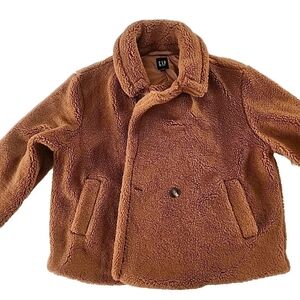 GAP Sherpa Jacket Women Size L - Made Of Polyester, Brown Color